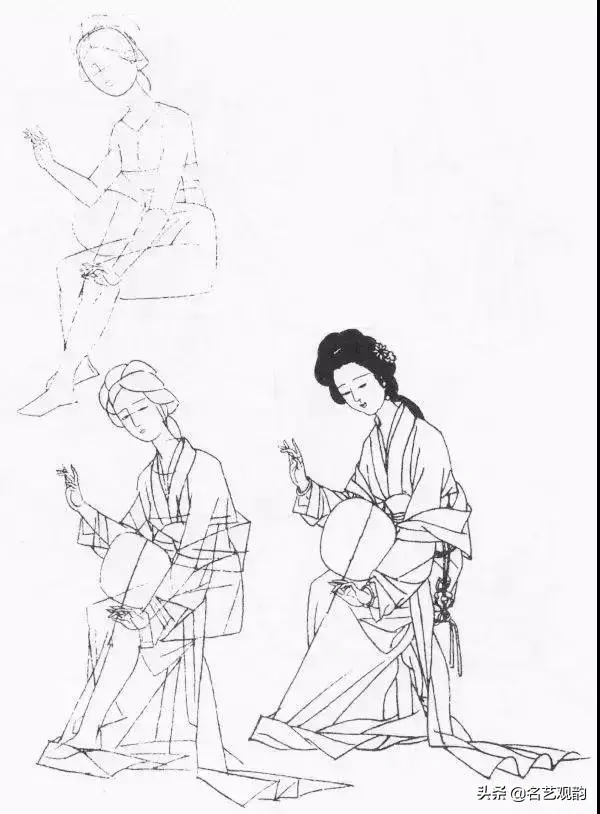 ​传统仕女白描：画法图例资料图