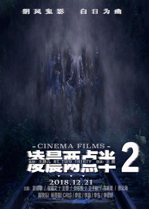 由王赛导演执导，彭剑雄、张露文、王尊、高晓柔、王子航、贝乐乐、张云海等主演的恐怖电影《凌晨两点半2》明日将正式全国“惊”心上映,并发布公映海报,死亡钟声即将开启恶灵索命倒计时。本片讲述了一群年轻人去聚